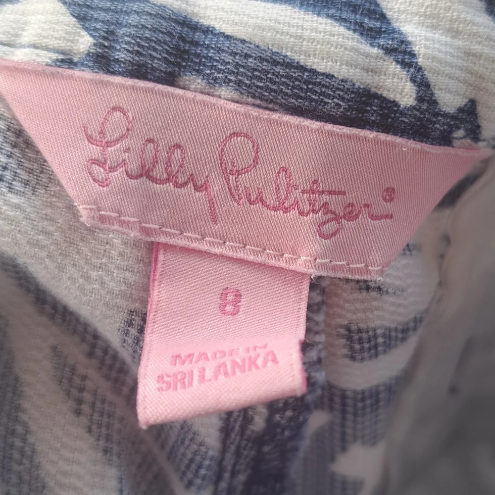 Lilly Pulitzer Navy & White Printed High-Waist Shorts